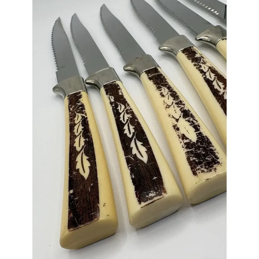 Vintage Regent Sheffield Stainless Steel Steak Knives Set of 6 Made in England